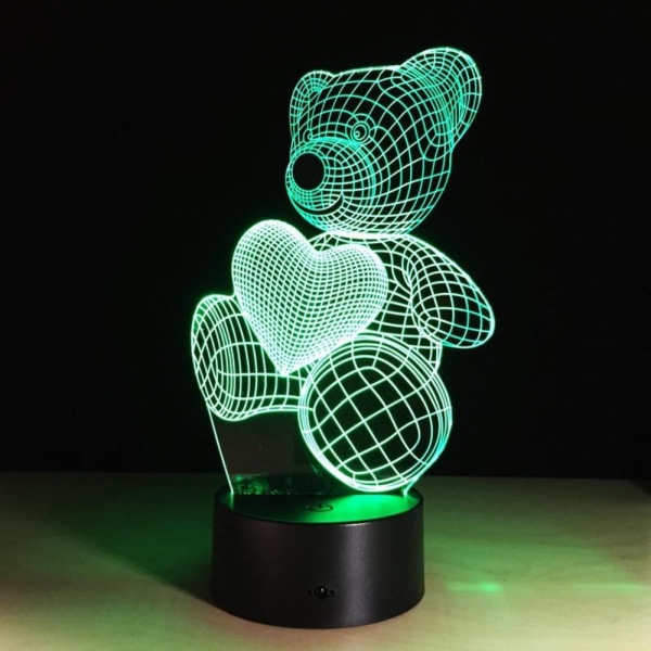 3D optisk illusionslampa LED 7 färger touch switch ändring