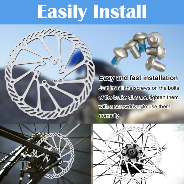 Sykkelskivebremseskive 160 mm, 2-paks sykkelrotor i rustfritt stål med 12 skruer, egnet for de fleste sykler, landeveissykler, terrengsykler, BMX