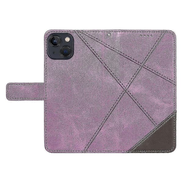 Til iPhone 14 Etui Pung Geometrisk PU Læder Telefoncover Kalvetekstur m A