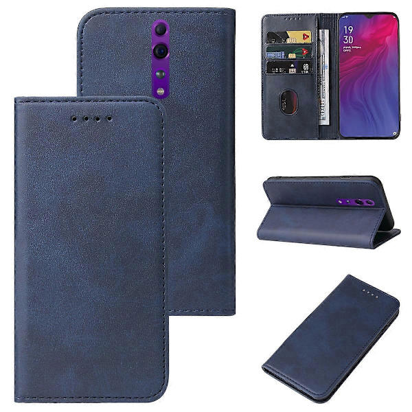 För OPPO Reno Z Magnetlås Läderfodral (Blå)