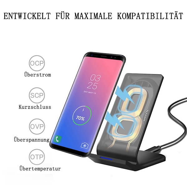 Snabb trådlös laddare, Qi trådlös laddare för iPhone 13/12/11/X/XS Max/XR/8 Plus, snabb induktiv laddningsstation för Samsung Galaxy S22 S21