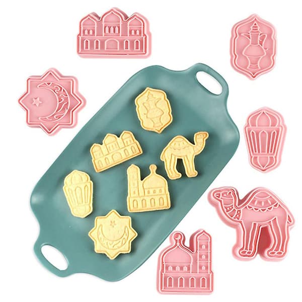 Eid Ramadan Cookieforme 3D Stereo Press Kiksform Kagebageværktøj til Eid Festdekoration Ny A