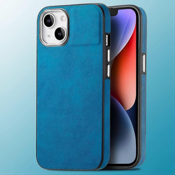 Etui til iPhone 13 Pro Max Blå Almindeligt Læder Galvanisering Kortplads Hudfølelse Materiale Nr. 14186 A