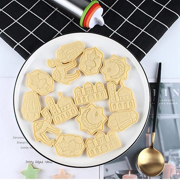 Eid Ramadan Cookieforme 3D Stereo Press Kiksform Kagebageværktøj til Eid Festdekoration Ny A