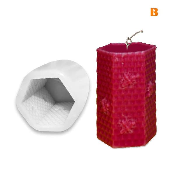 Silikonstencil Hexagonal Cylinder Honey Cone med Bee Casting Die Mjuka DIY Hantverksmallar för A