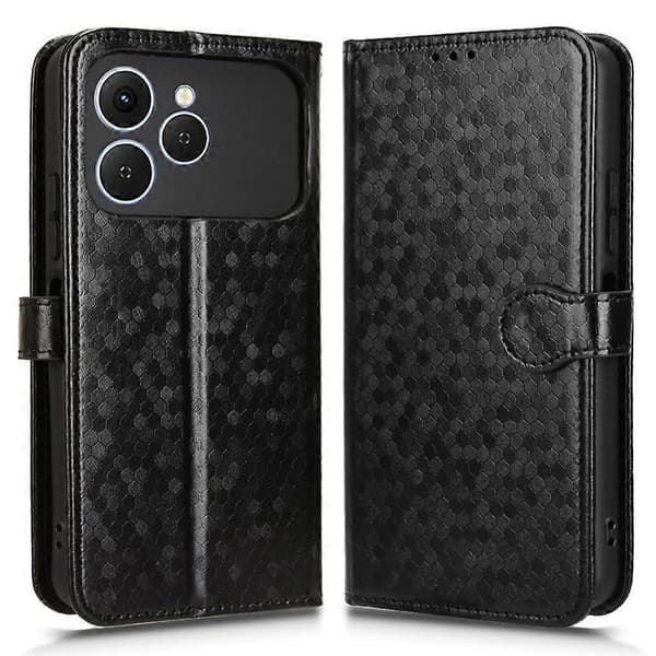 För TECNO Spark 40 4G Plånboksfodral med prickmönster i PU-läder med handledsrem