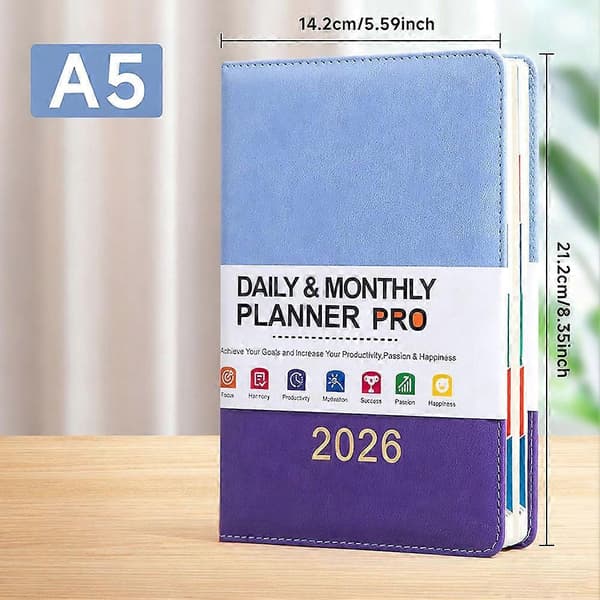 2026 A5 Daglig Planner til Studerende og Professionelle A5 Bærbar Størrelse Premium Kvalitet til Studieledsager A
