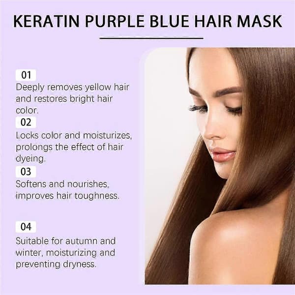 Lilla hårmaske, dybdevirkende keratin hårmaske, tilføjer glans, kølig tone, let (2 stk.)