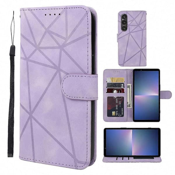 Blødt lædertelefoncover til Xperia 5 V Lilla