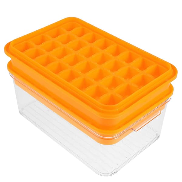 Mini isbakke isterningebakker med låg til fryser 2 stk. orange stabelbart design A