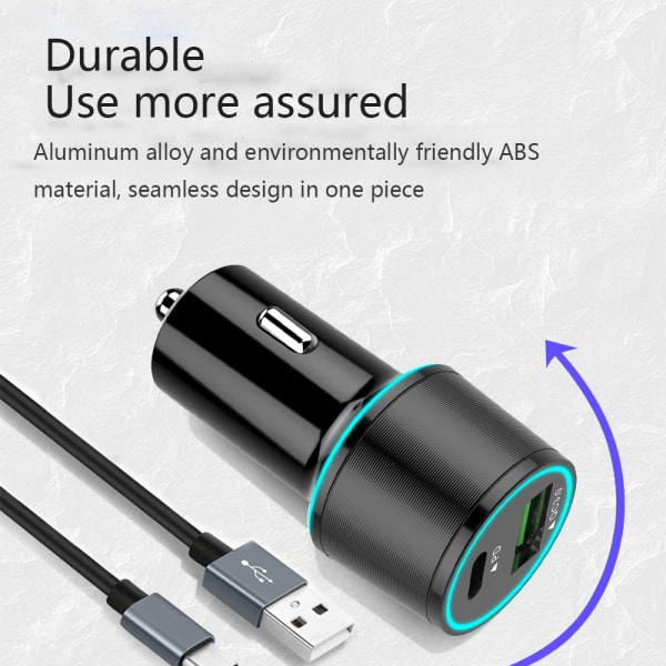 USB C Biloplader, Dual Type-C PD Biloplader Strømforsyning & Q