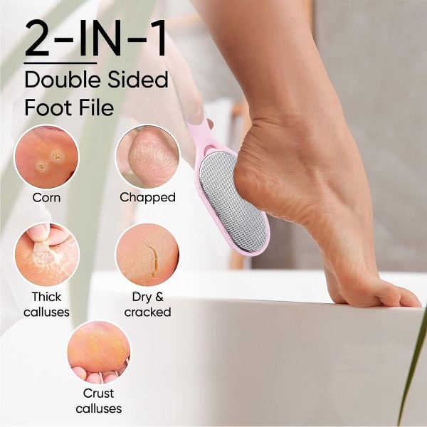 2 stk. Fodfil Dobbeltsidet Fodskrubber Fodpleje Pedicure