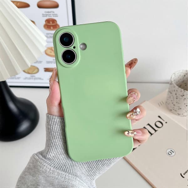 För iPhone 16 Telefon Baksida Reptåligt Silikon Mobilskal Matcha Grön