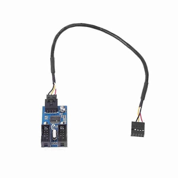 Bundkort 9-bens forlængerkabeladapter USB-header splitter han 1 til 2 hun desktop