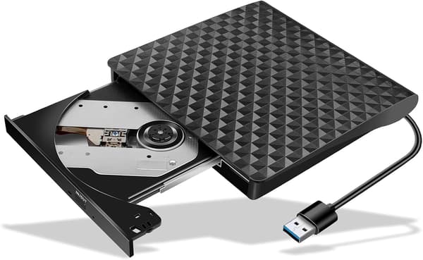 Eksternt DVD-drev, USB 3.0 CD/DVD +/DVD-afspiller bærbar, disk-cd-rom-brænder egnet til bærbar computer og stationær pc
