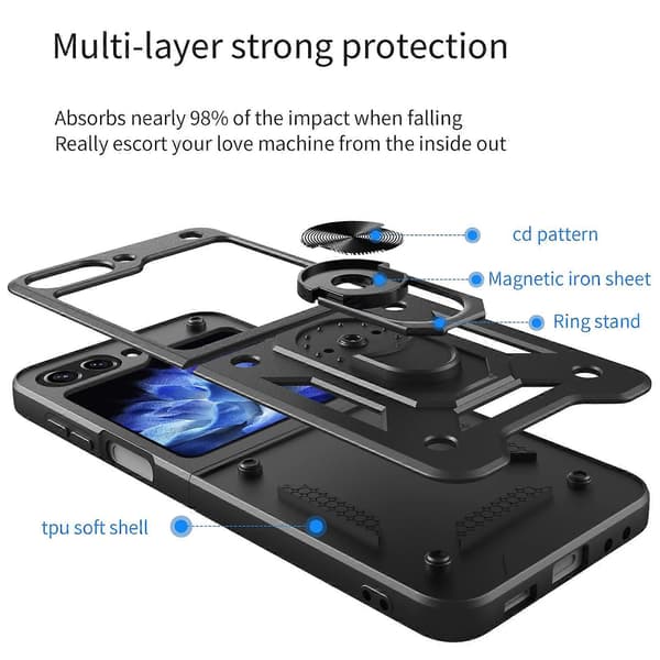 Armor Magnetic Bracket TPU+PC-telefonfodral för Samsung Galaxy Z Flip5