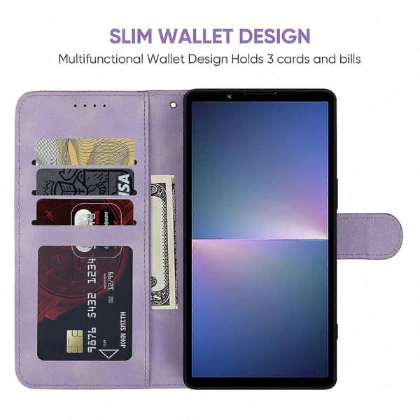 Blødt lædertelefoncover til Xperia 5 V Lilla