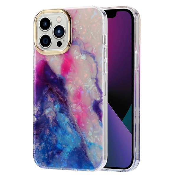 För iPhone 13 Pro Max Galvanisering Skal Textur Marmor Telefonfodral A