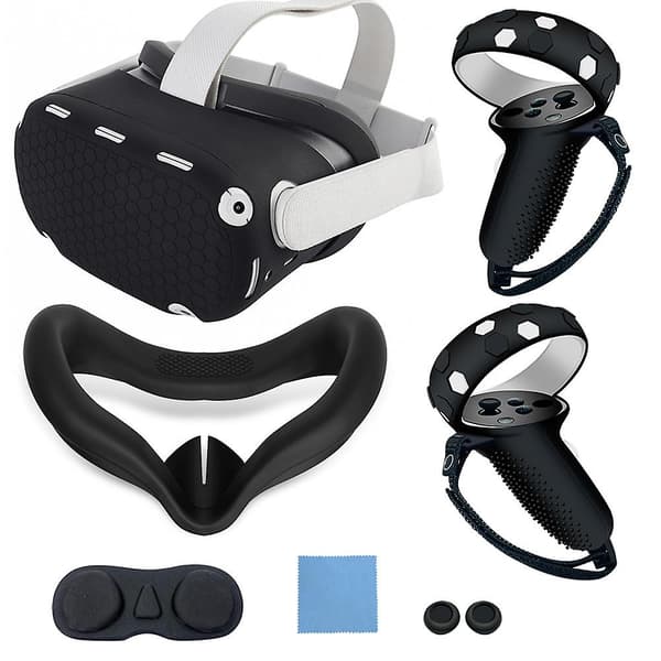 Färgglatt silikon Oculus-Quest 2 skyddsfodral set halkfria VR-kontrollskal VR-tillbehör A