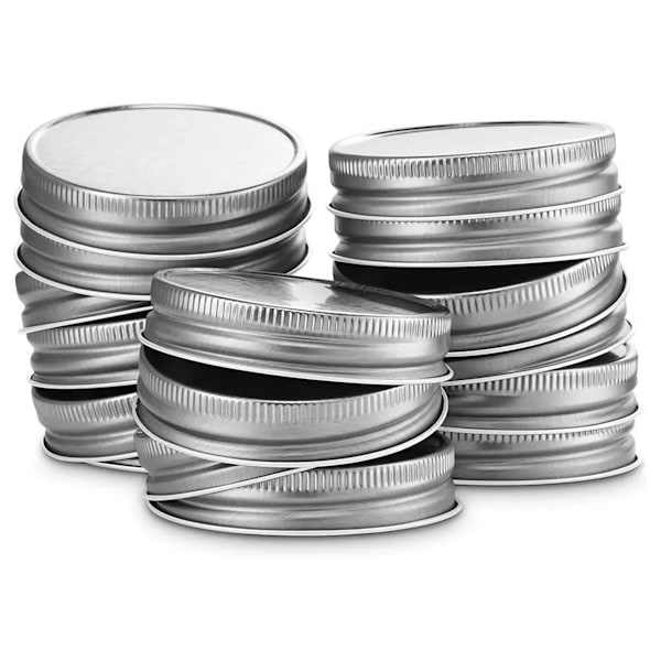Eleganta Silverfärgade Mason Jar Lock, 24 Stycken Vanlig Öppning & Bred Öppning, Hållbar Tennplåt Lufttät Silikontätning, Giftfri Luktfri & Läcksäker, Märkbar