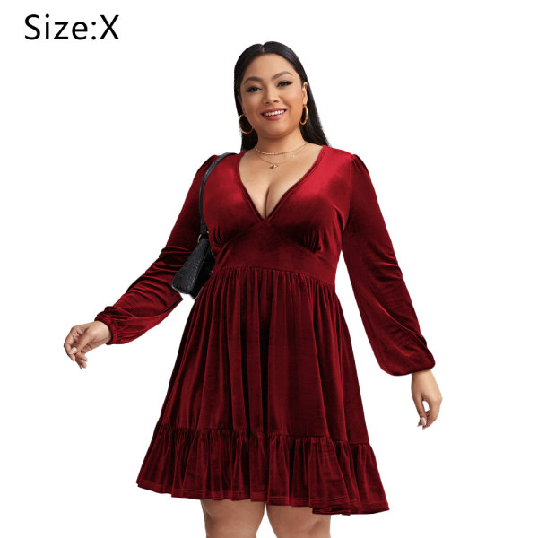 Womens Wrap V Neck Long Sleeve Fit and Flare Skater Mini Dress