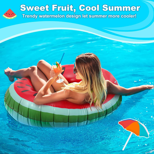 Oppustelig svømmering, holdbar vandmelonformet sommerpool