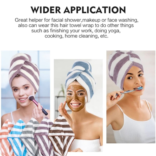 3 Pack Microfiber Hair Towel Wrap Super Absorbent Hair Turban
