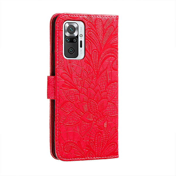 Til Xiaomi Redmi Note 10 Pro Blonde Blomster Læderetui Rød