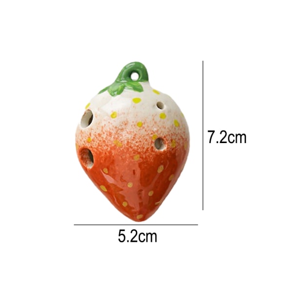 6 Hole Strawberry Ocarina - Ceramic Ocarina with Neck Strap