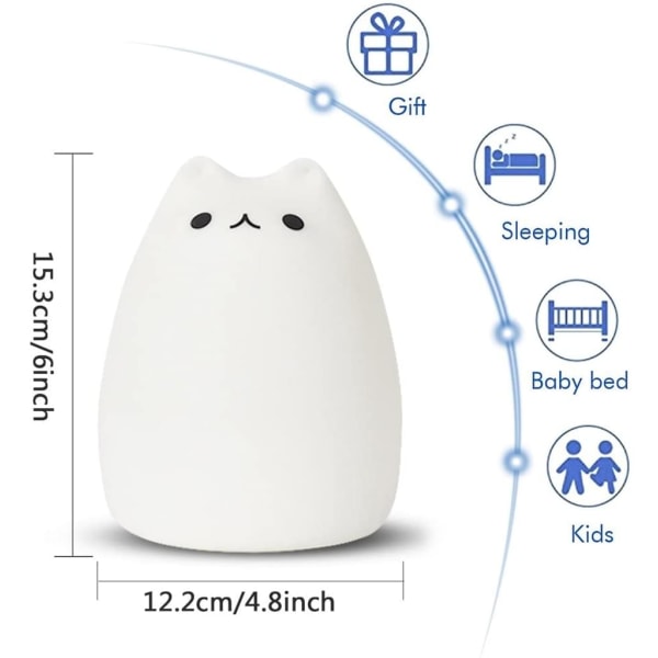Nattlys barn Oppladbar nattbordslampe USB silikon