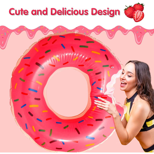Donut-formet svømmebassengflyter for voksne og barn, sommeroppblåsbar donut