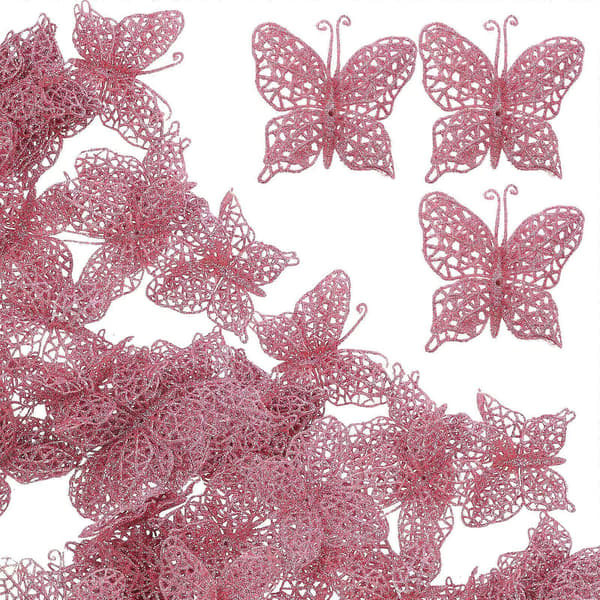 Glitterende hule sommerfugler til jul, dekorative DIY sommerfugltopper 36 stk. til dekorasjon A