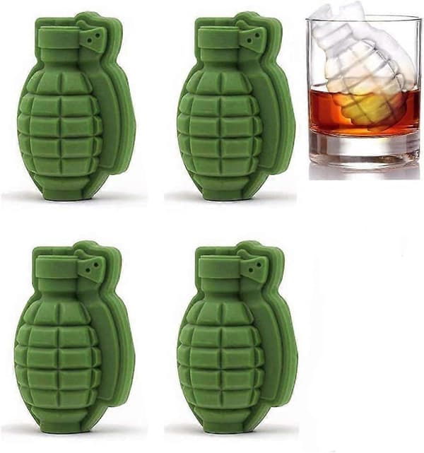 Dww-4 x Silikonisbitsformar, 3D Granatform, Isbitsform, Kakformar, Silikonisformar för Whisky, Scotch, Cocktails, Kaffe, Frukt, J A