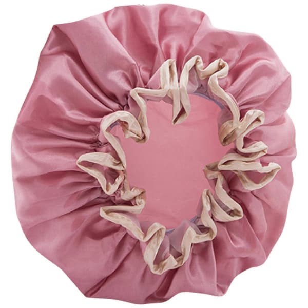 2 stk vanntett lue for kvinner, badehette for langt hår, hodeplagg, hårtrekk, oljerøyk tørrhårhette, rosa og champagne A