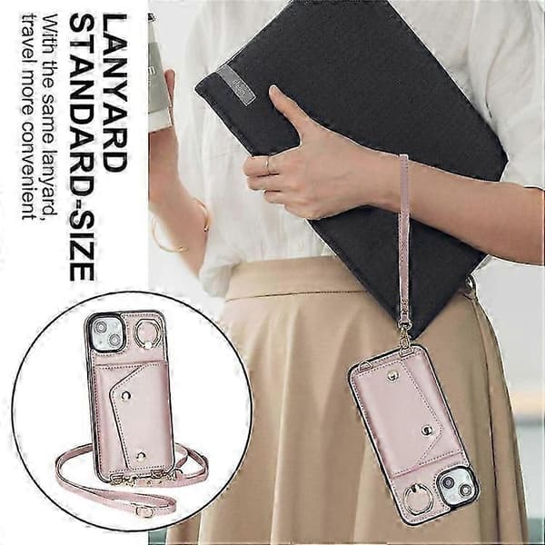Blixtlåsplånbok Telefonfodral Kompatibel med iPhone 13 mini PU-läderbelagd TPU Roterande Ring Kickstand Telefonfodral A