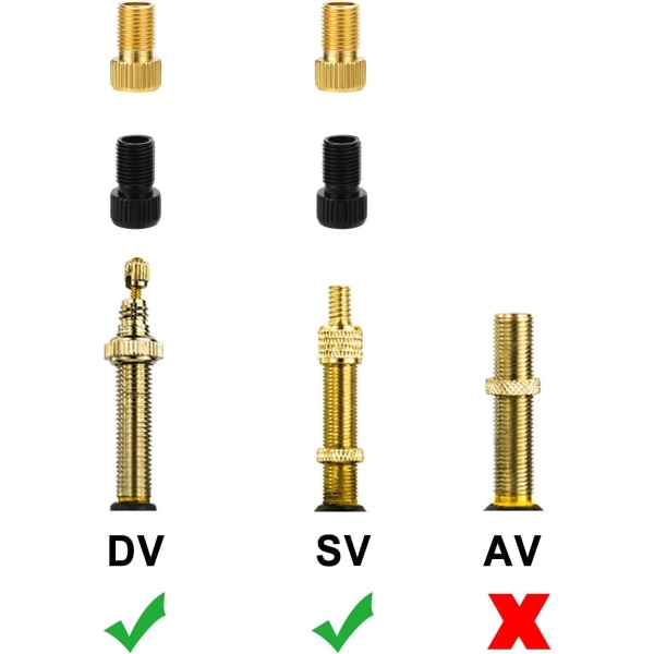 4 stk Presta til Schrader sykkelventil adapter, aluminiumlegering