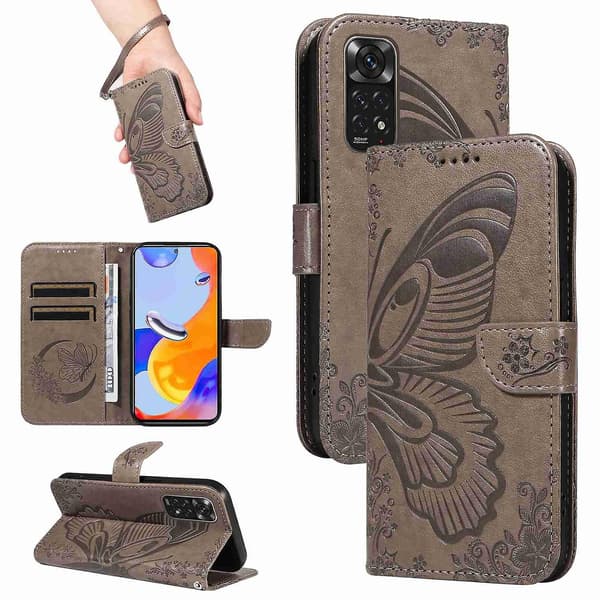 Læder telefoncover til Xiaomi Redmi Note 11 4G / 11S Grå
