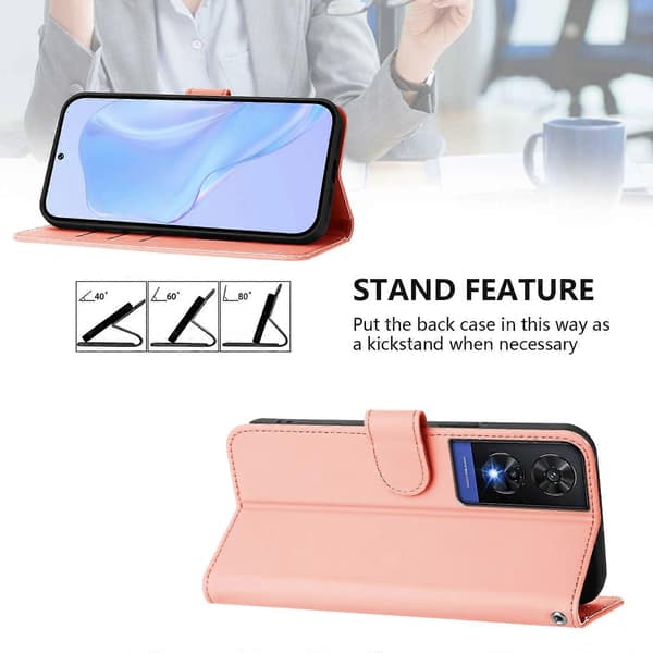 Ensfarvet PU-etui til TCL 505 (Pink)