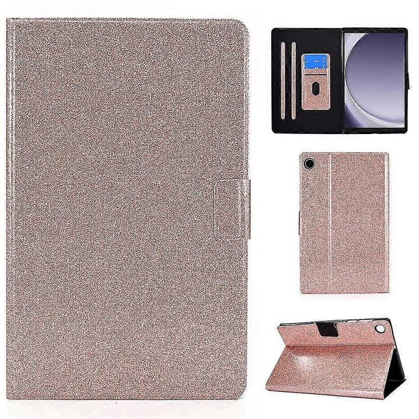 Stativetui til Samsung Galaxy Tab A9, Glitter PU læderkortpladser Tablet Cover (rosaguld)