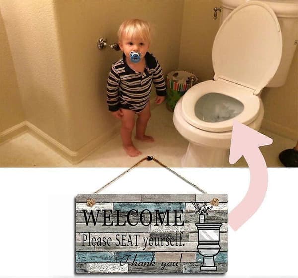 Tryckt träplakatskylt Väggupphängning Välkomstskylt Vänligen sitt ner Väggkonstskylt Storlek A