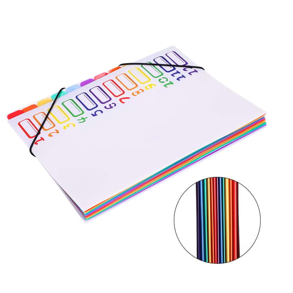 Projektmappe A4 organizer skrivebordsorganisator 12 rum skrivebordsmappe personlig mappe med elastik plastik ringbind vandtæt ringmappe
