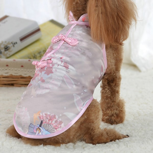 Kjæledyrsklær Pet cheongsam-skjørt Hundeknappklær Hundevest Pet