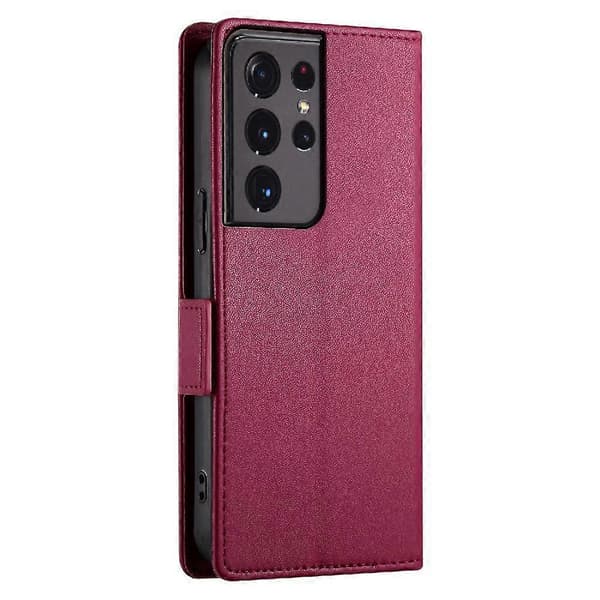 Flip-etui til Samsung Galaxy S21 Ultra Daglig Brug Business Pung Flip Kortpladser Rød