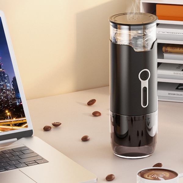 Elektrisk Portabel Kaffebryggare, USB-uppladdningsbar med Keramisk Malningsteknik, Kompakt & Transparent för Espressobryggning, Långsam Malning Bevarar