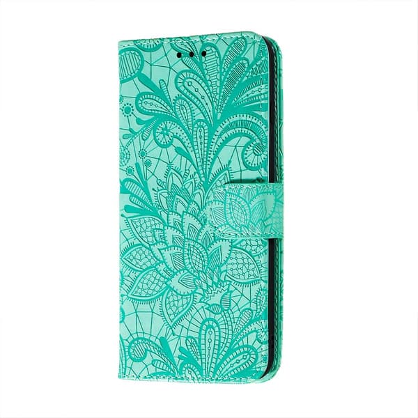 För Xiaomi Redmi Note 10 Pro Spetsblomma Läderfodral Grön