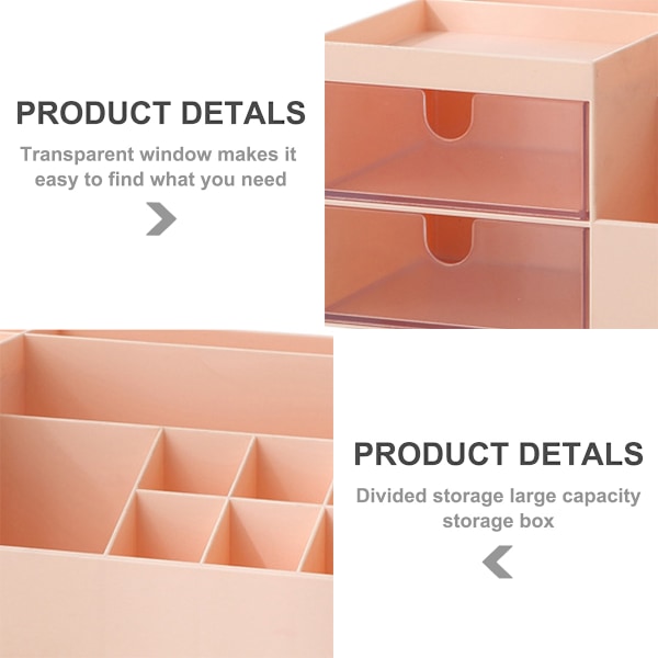 Kosmetisk/Makeup Vanity Organizer Box, Mini Skrivbordsförvaring för Kontorsmaterial, Badrumsskåp eller Byrå, 24*12*9cm