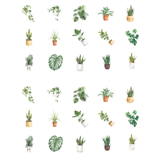Mini-størrelse bærbare klistremerker, 2Pack DIY Dekor grønne planter