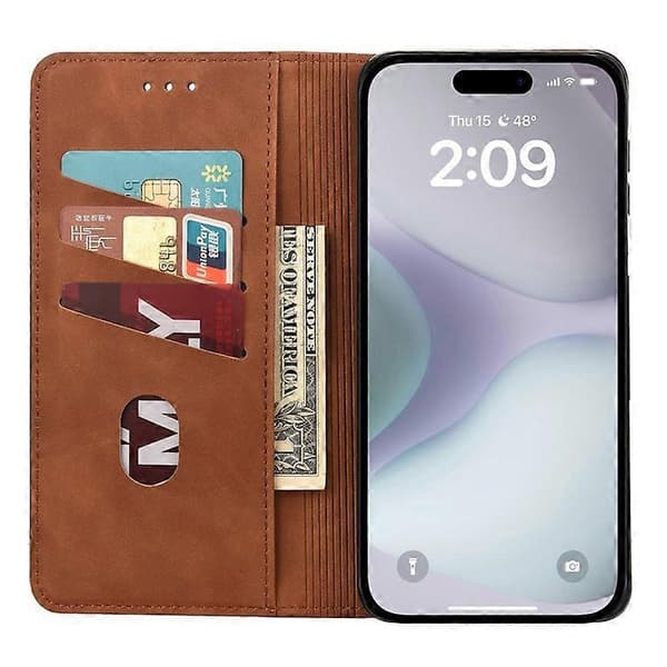 Kompatibel med iPhone 16 Plus Fodral PU Läder Stötsäkert Skydd Plånboksfodral A