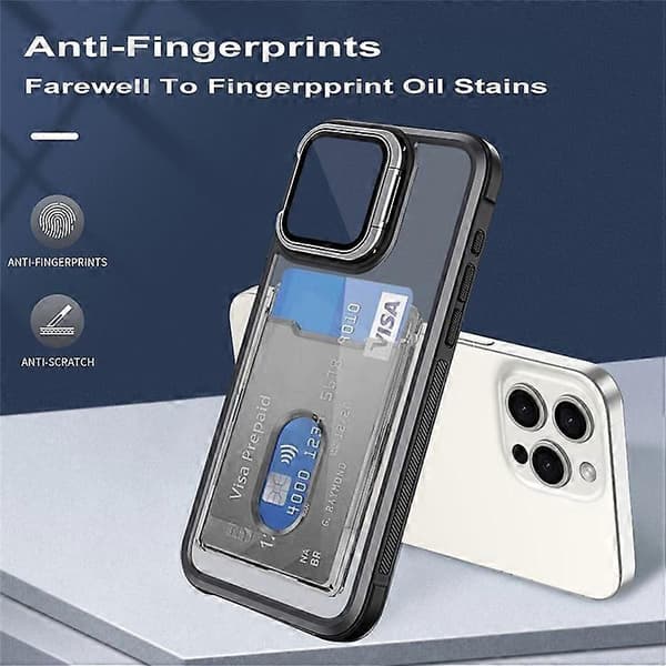 Kompatibel med iPhone 15 Pro-fodral Linsram Stöd Akryl+TPU+PC Kortficka Telefonfodral A