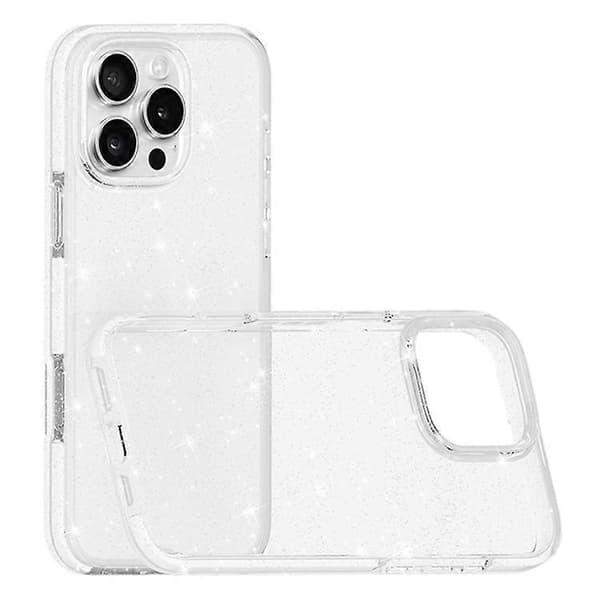 Kompatibel med iPhone 16 Pro Max Glitterdeksel PC-bakside TPU+TPE-ramme Bling Sparkle Støtsikkert deksel A